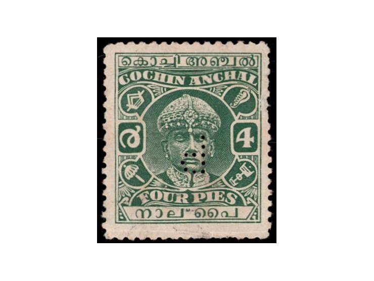 1938  4p perf. 11 with perfin "P" with error, watermark inverted

