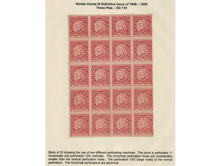 1948-50  3p block of 20 showing the use of two different perforating machines; perf. 11 horizontally and perf. 10¾ vertically