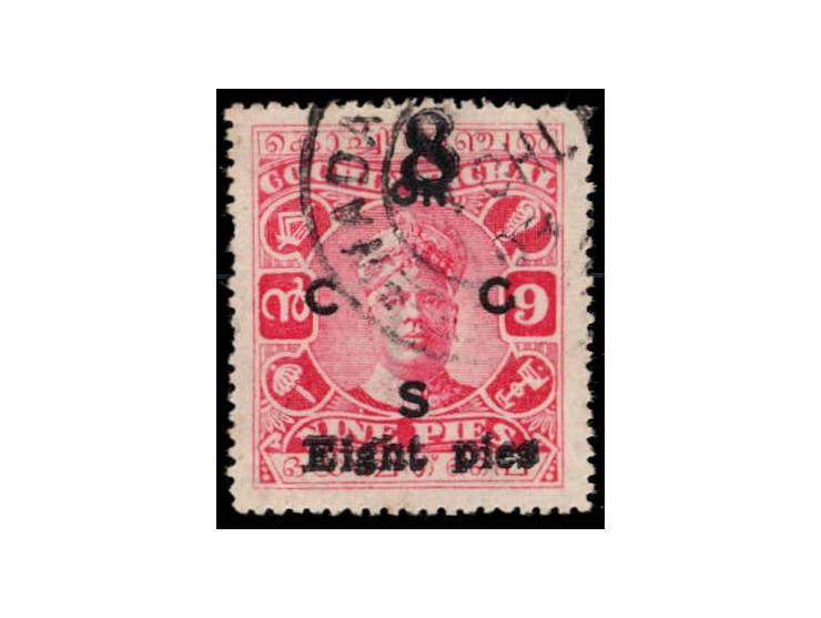 1923  8p on 9p overprinted ON C G S with error, surcharge double
