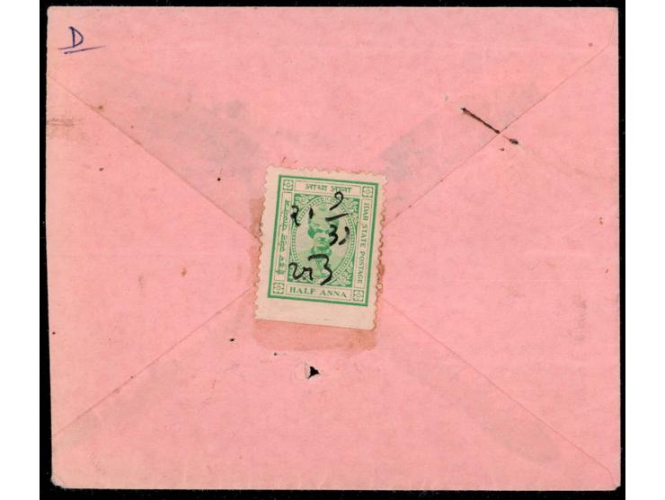 1932-43  ½a light green with white panels perf. 11.3 on local cover, stamp cancelled by manuscript date cancel "21 / 9 /32" i