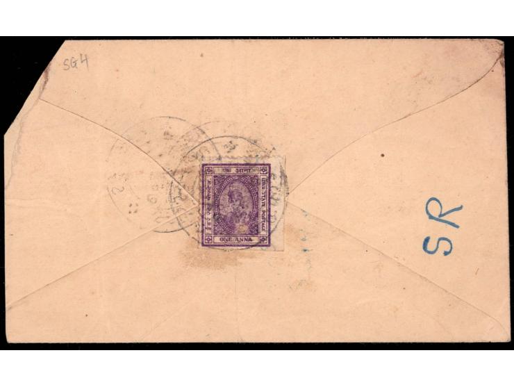 1944  1a violet used on reverse of local cover. 2025 ISES certificate
