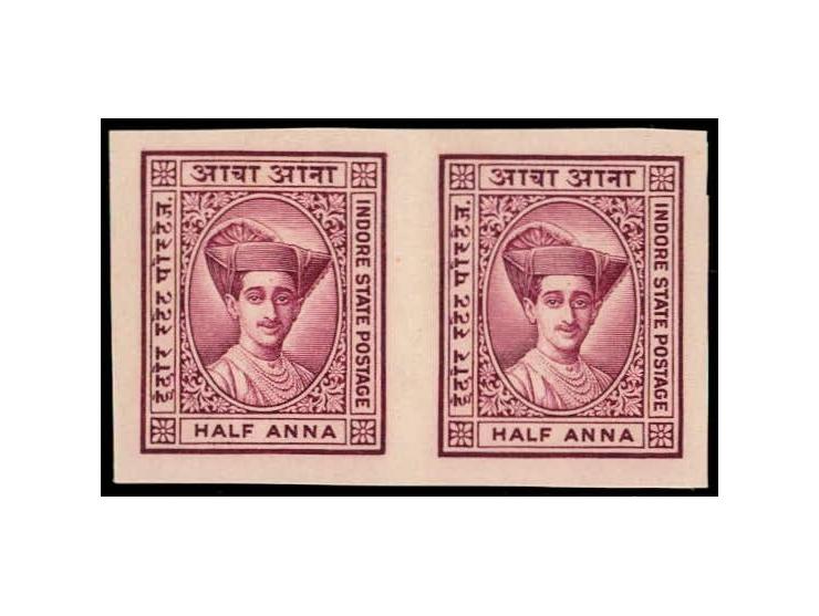 1927  ½a claret imperforate Plate Proof pair. Unused without gum as issued.
