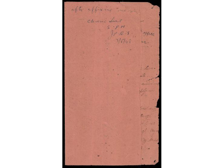 1946  1r black &amp; yellow-bistre used on document addressed to the Post Master tied by 'SAWAI JAIPUR / H.O. / 3 JUN 48" cds