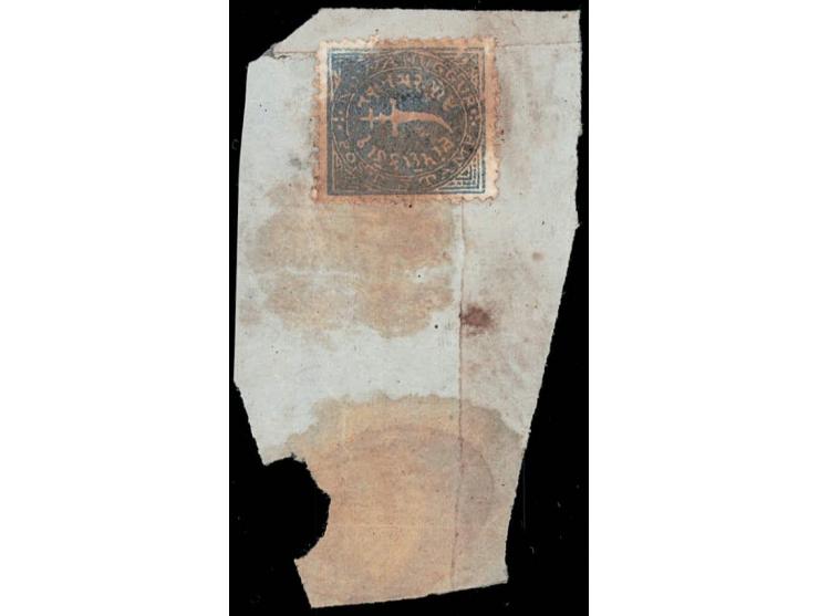 1877  1doc blue perf. 12½ used on piece
