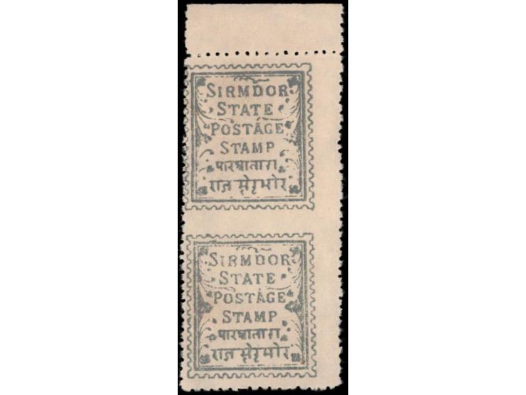 1892  1p grey-blue with error, imperf between vertical pair.
