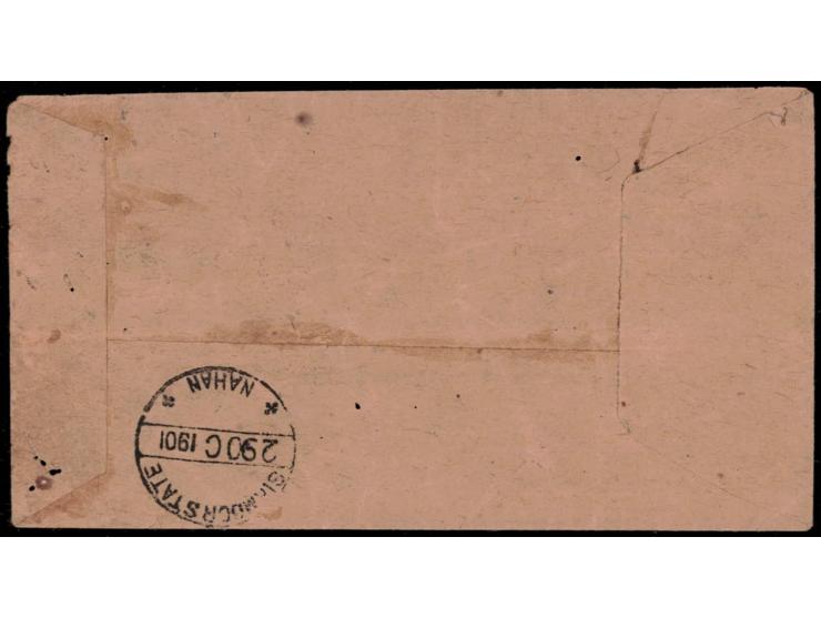 1901 local cover to Nahan franked with 1894-99  6p green tied by squared circle cancel with Nahan delivery cds on reverse. Th
