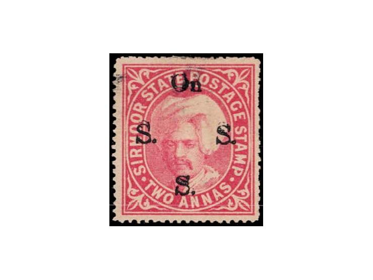 1890  2a pink overprinted On S S S with SG Type 11 with error, partial double overprint. Catalog value for normal stamp £120.