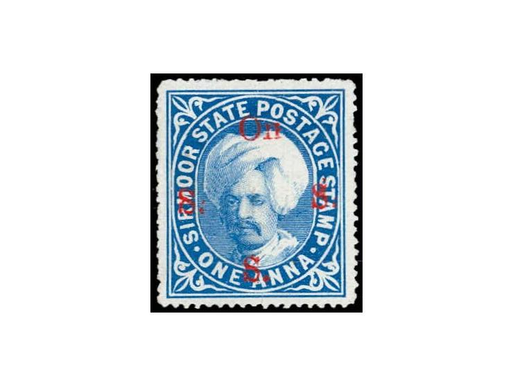 1891  1a bright blue overprinted On S S S with SG Type 12 in red 
