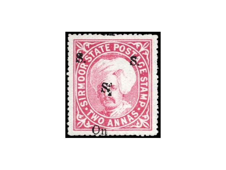 1892-97  2a pink overprinted On S S S with SG Type 13 in black with dramatic shifting on the overprint resulting in "S S S On