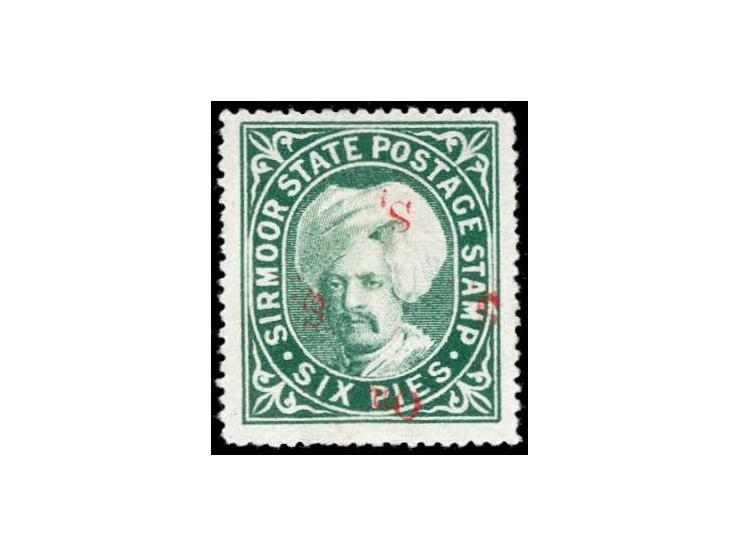 1892-97  6p green overprinted On S S S with SG Type 13 in red with error, overprint inverted
