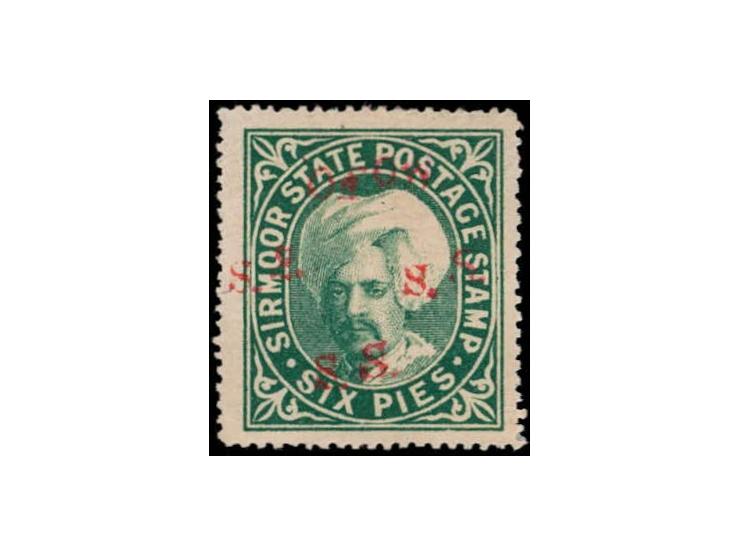 1892-97  6p green with double On S S S overprint in red, once with Type 12 and once with Type 13. While this stamp is known i