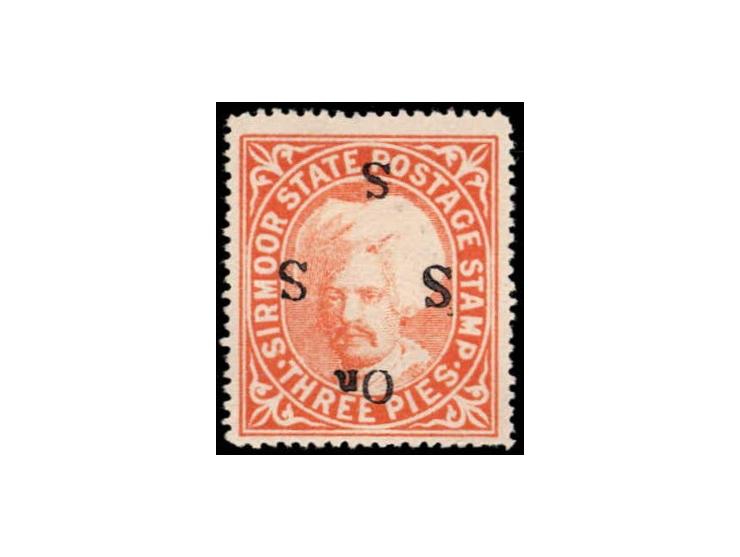 1894  3p orange handstamped On S S S with SG Type 19 with error, handstamp inverted, not listed in SG
