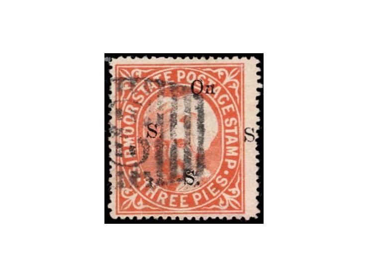1896  3p orange handstamped On S S S with letters similar to SG type 13
