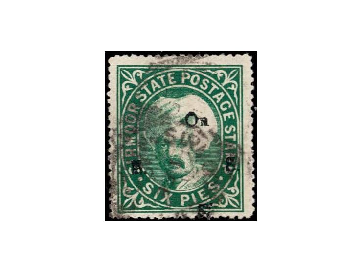 1897  6p deep green handstamped On S S S with letters similar to SG Type 14
