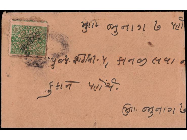 12886  1a green on wove paper tied by oval cancel on local cover
