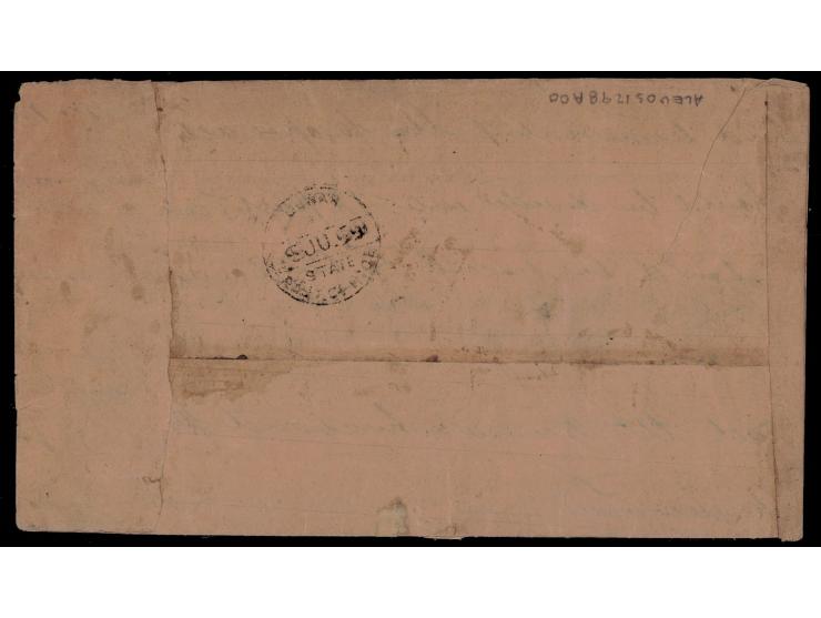 1899 registered cover franked with a pair + single of the 1877  1a chocolate rouletted and a pair of the 1899  ¼a slate-blue 