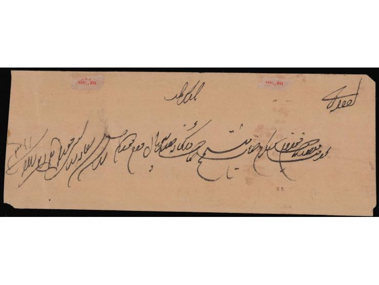 1889-90  1a brown perforated horizontal pair + 2a blue imperforate horizontal pair both tied to cover with two native cds on 