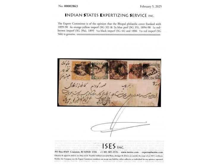 A spectacular five color franking philatelic cover with multiple native cds on reverse. Ex. Dan walker collection. 2025 ISES 