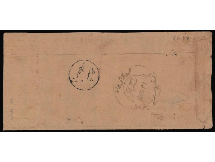 1895  ¼a black vertical pair on local cover tied by native cds.
