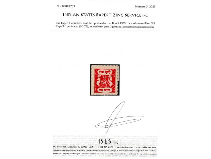 1939  1a scarlet-vermillion SG Type 'H' perforated. 2025 ISES certificate.
To buy this item please send us an email or use th