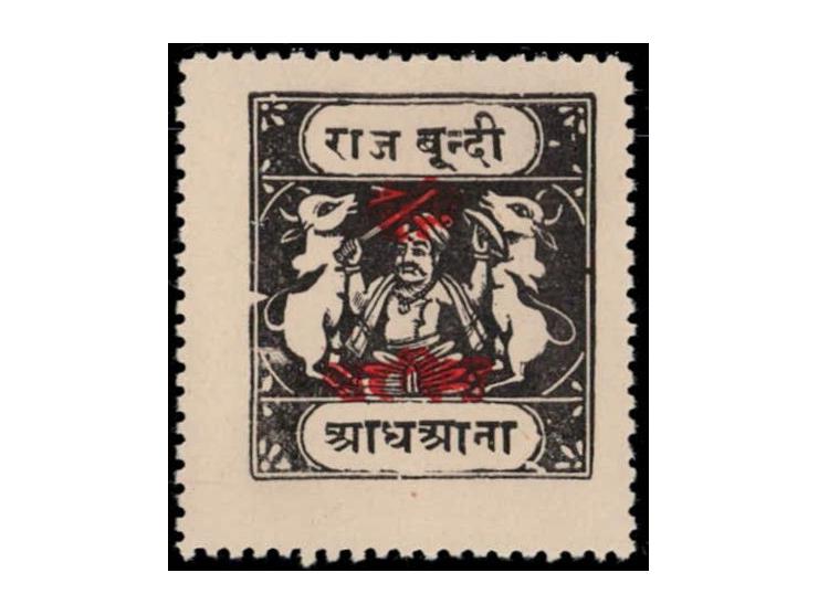 1939  ½a black SG Type 'H' perforated overprinted Bundi Service in Devanagri in red. 2025 ISES certificate.
To buy this item 