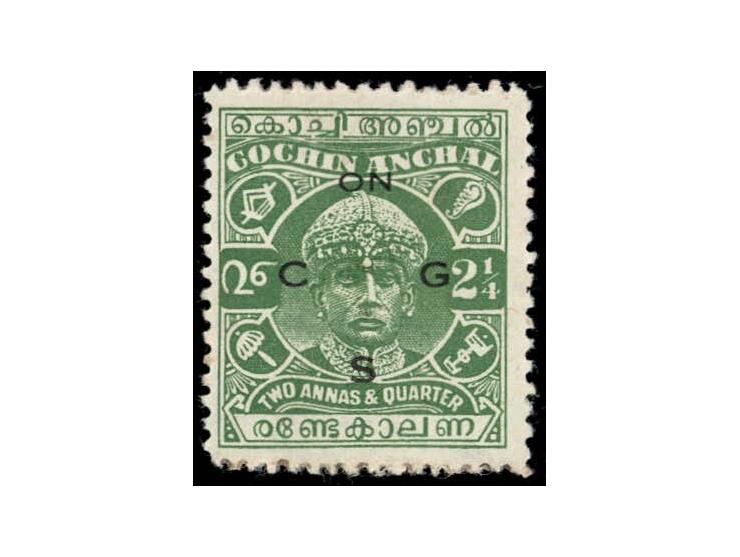 1943  2¼a sage-green overprinted 'ON C G S'. Very lightly hinged. 2025 ISES certificate.
To buy this item please send us an e