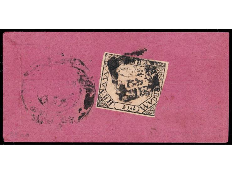 1889-90  ½a black imperf, used on local cover. Ex. Dan Walker collection.
To buy this item please send us an email or use the