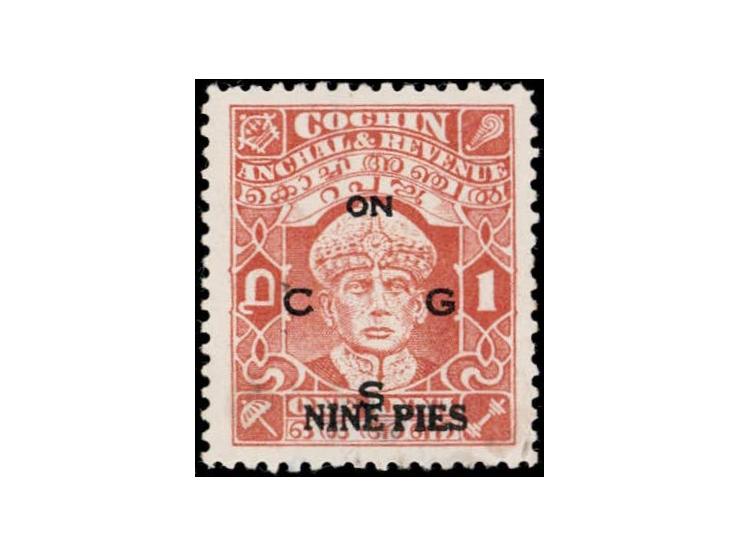 1942-43  1a brown-orange overprinted 'ON C G S' surcharged 'NINE PIES'. Used with faint cancel.
To buy this item please send 