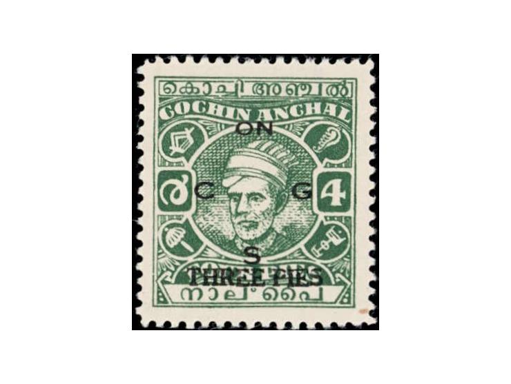 1944  3p on 4p green overprinted 'ON C G S'. Unused without gum as issued.
To buy this item please send us an email or use th