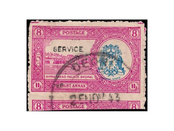 1938  8a bright purple &amp; blue with part of the bottom showing the error, imperf between vertical pair.
To buy this item p