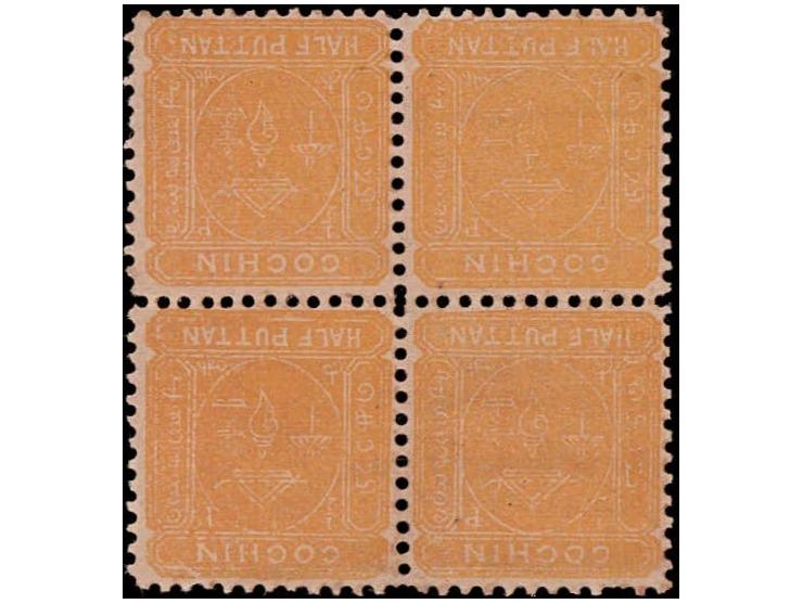 1892  ½pu buff without watermark block of four. Toned &amp; stains.
To buy this item please send us an email or use the conta