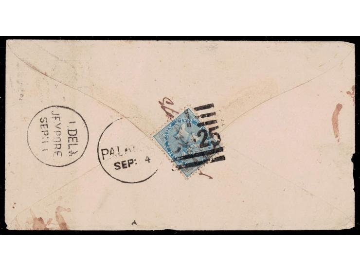 Cover addressed "To / His Highness The Maharaja / of Jaipur / Jaipur" franked on reverse with India QV ½a blue with Jaipur de