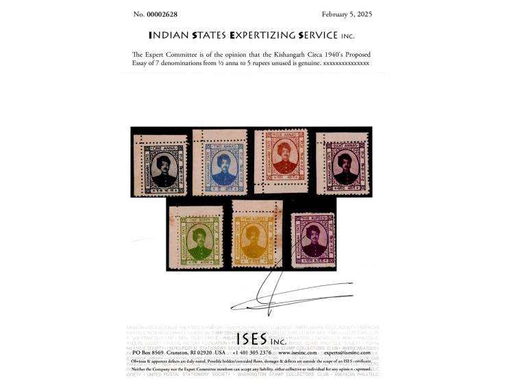 Circa 1940's Proposed Essay of 7 denominations from ½ anna to 5 rupees. First time we have seen this in 40 years, possibly un