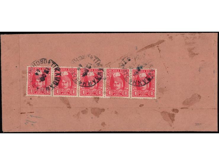 1944 registered cover with boxed registration strike on obverse franked on reverse with 1939-42  1a scarlet horizontal strip 