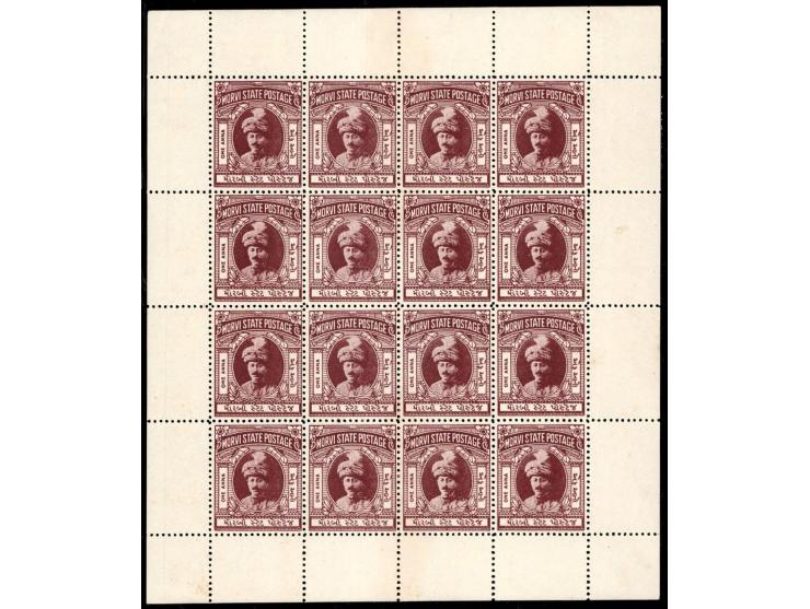 1934  1a purple-brown London printing, complete sheet of 16. Tiny stain spot on margin not affecting stamp. 2025 ISES certifi