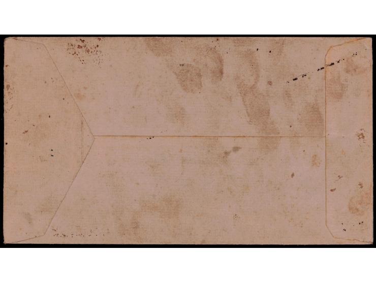 Philatelic cover bearing 1864  1a black on grey wove paper (SG 2), 1878  1a green &amp; 4a red, 1913  3p on 1a, 1914  3p gree