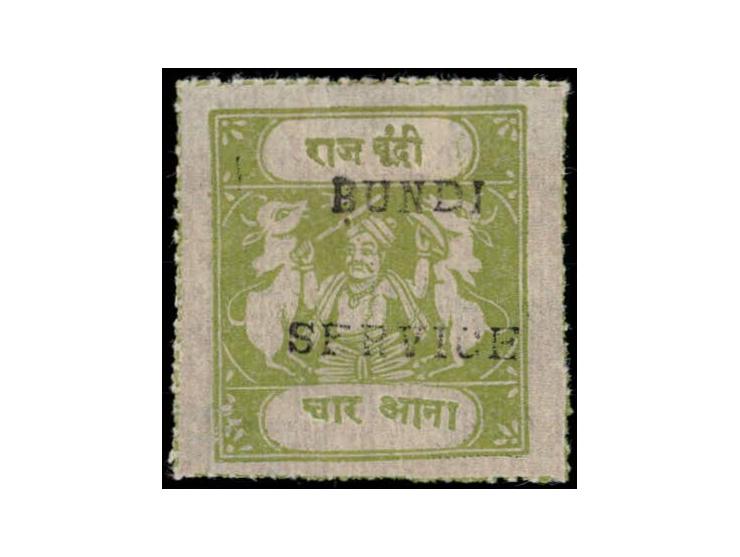 1915-41  4a apple-green overprinted BUNDI SERVICE in small English letters. Unused without gum as issued.
