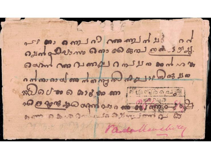 1902-03  ½p green &amp; 2p deep violet used on folded registered letter with serpentine Too Late strike.
