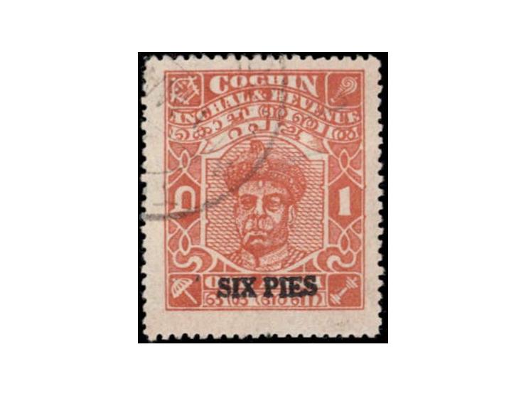 1949  1a brown-orange surcharged SIX PIES
