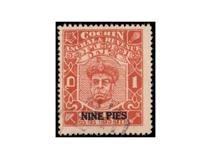 1949  1a brown-orange surcharged NINE PIES
