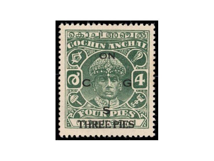 1942-43  THREE PIES on 4p perf. 13 x 13½ overprinted ON C G S. 
