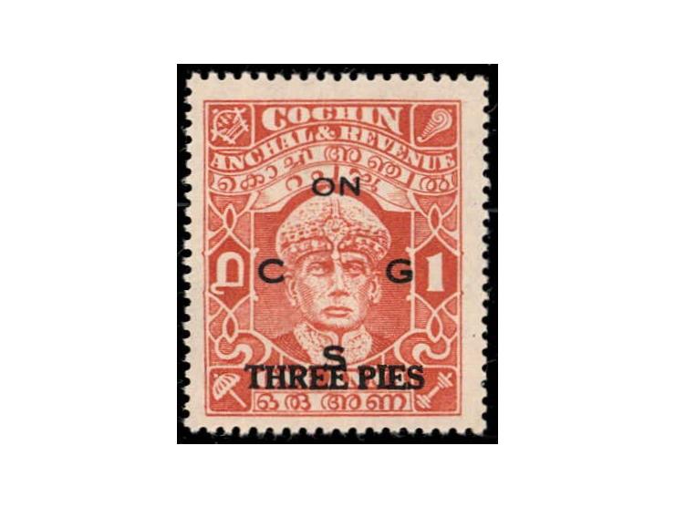 1942-43  THREE PIES on 1a perf 13 x 13½ overprinted ON C G S. 
