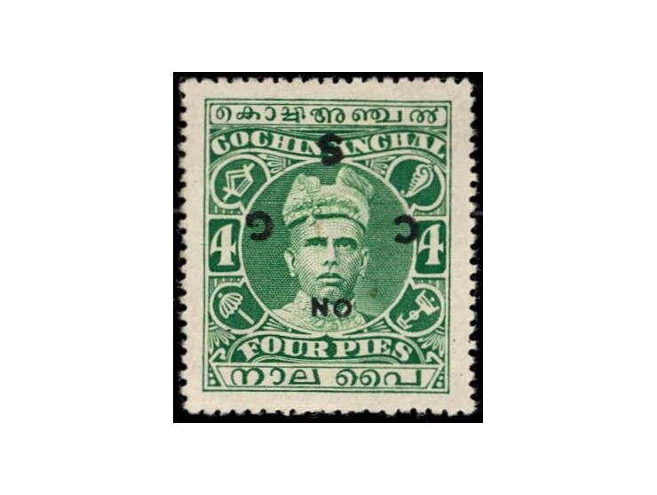 1913  4p with watermark upright has been provided with a forged inverted ON C G S overprint. Sold as a forgery.
