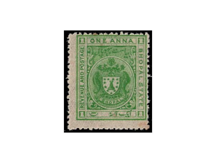 1908  1 anna green with error, stamp printed on both sides.
