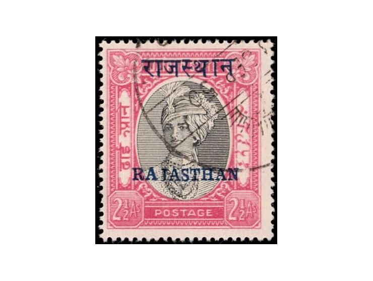 1950  Jaipur 2½a black &amp; carmine overprinted RAJASTHAN

