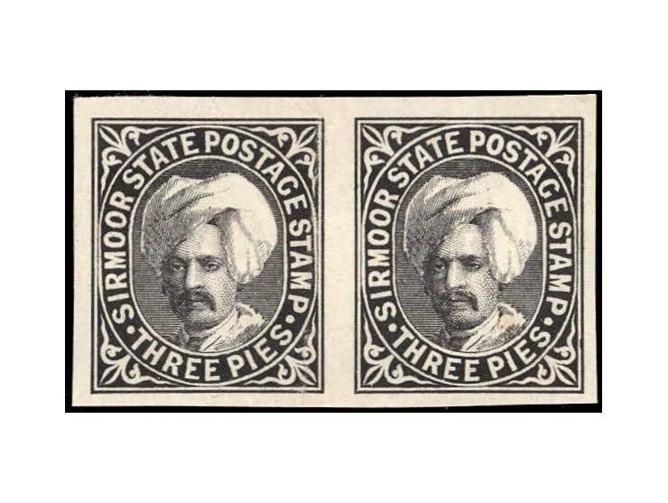 1900  3p Imperforate Plate Proof pair in black ink from printing VII. Note that this Printing was only issued with SG Type 18
