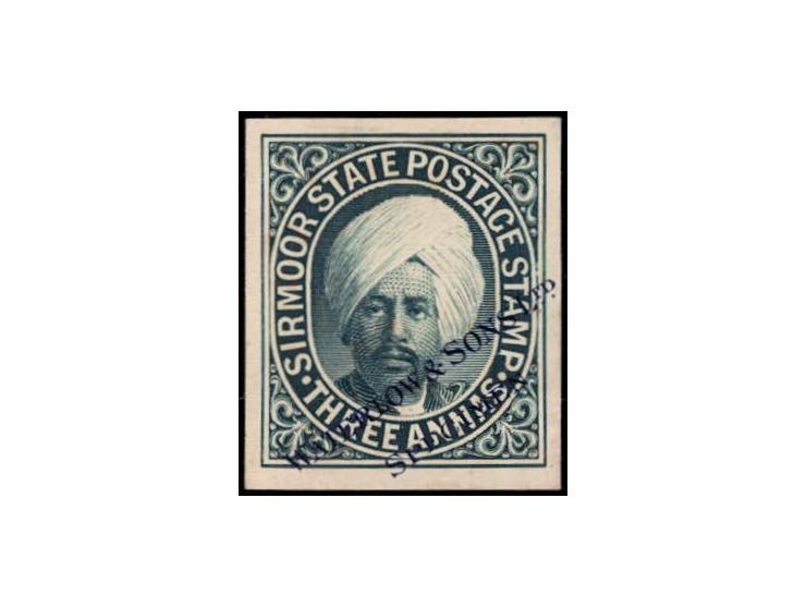 1899 Imperf Proof of the 3 anna overprinted "WATERLOW &amp; SONS LTD / SPECIMEN". 2025 ISES certificate

