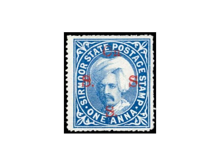 1890  1a bright blue overprinted On S S S with SG Type 11 in red

