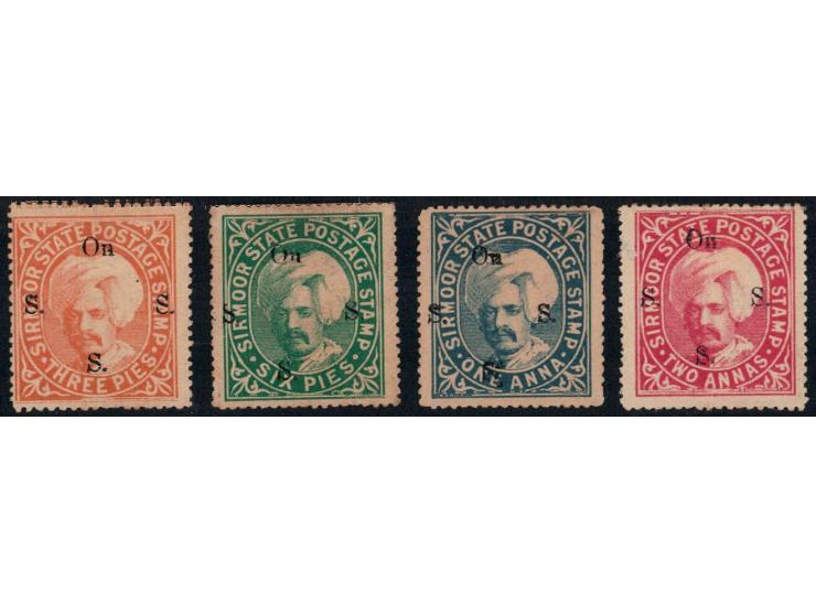 1892-97  3p to 2a complete set of four overprinted On S S S with SG Type 13 in black
