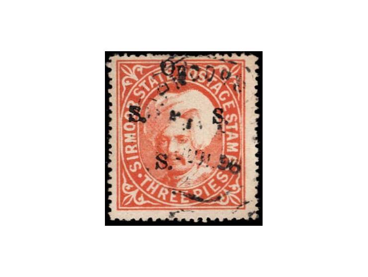1896  3p orange handstamped On S S S with letters similar to SG Type 13
